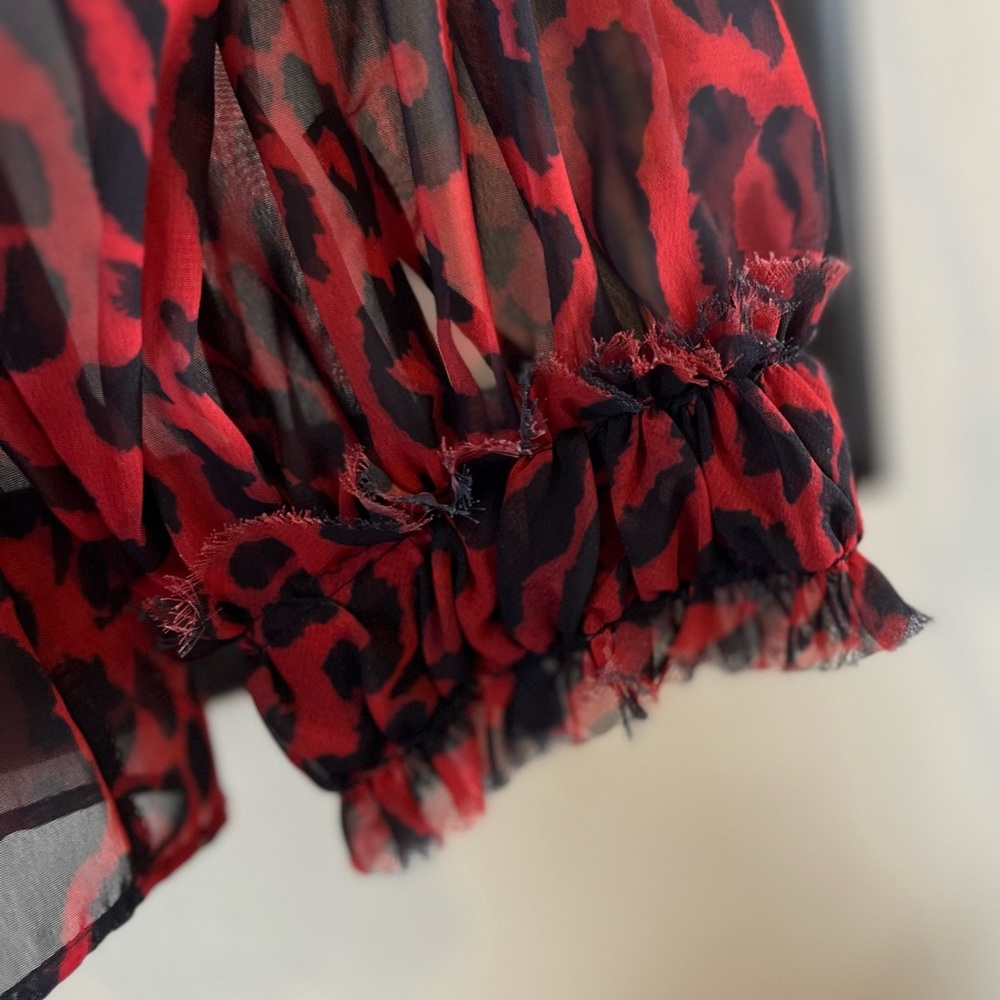 NWT ZARA Animal print blouse muted orange and black print - Picture 6 of 10